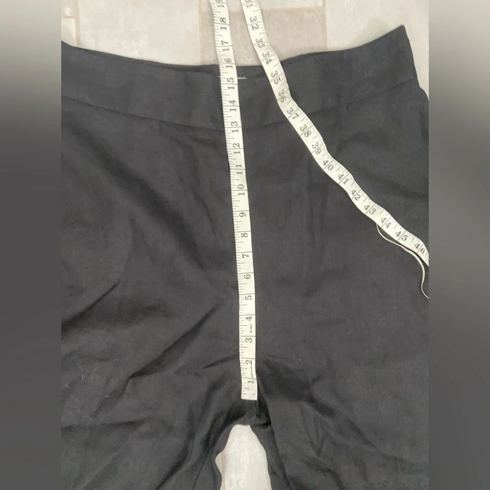 Sezane Jenson Linen Straight Leg Pants Black Size FR46/US 14